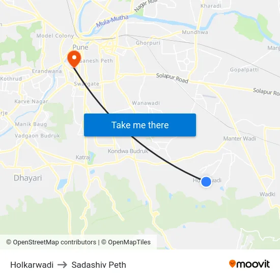 Holkarwadi to Sadashiv Peth map