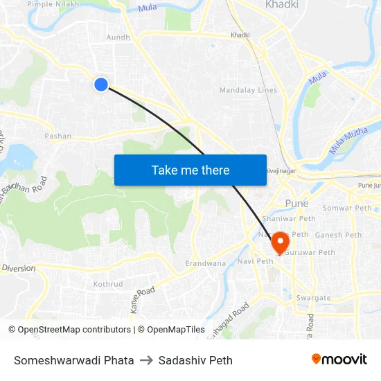 Someshwarwadi Phata to Sadashiv Peth map