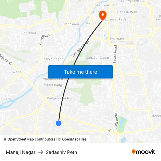 Manaji Nagar to Sadashiv Peth map