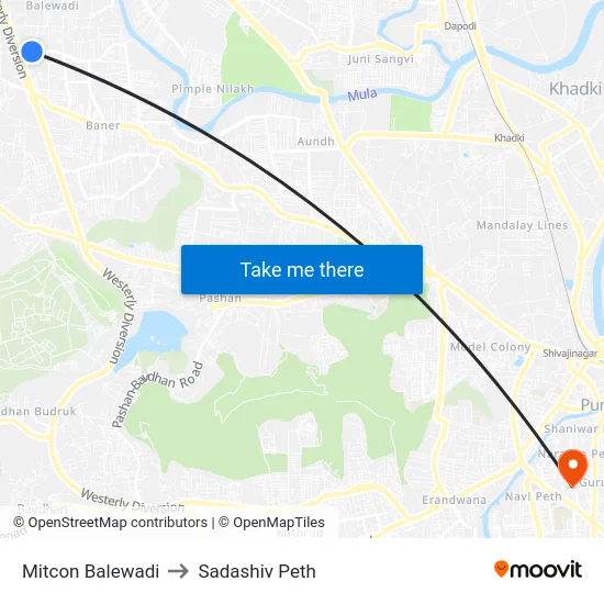 Mitcon Balewadi to Sadashiv Peth map