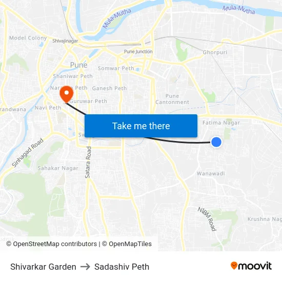 Shivarkar Garden to Sadashiv Peth map