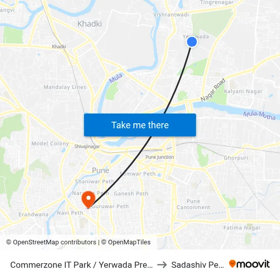Commerzone IT Park / Yerwada Press to Sadashiv Peth map