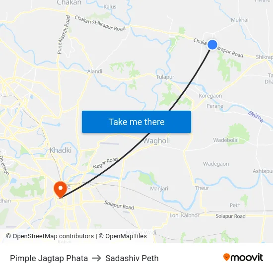 Pimple Jagtap Phata to Sadashiv Peth map
