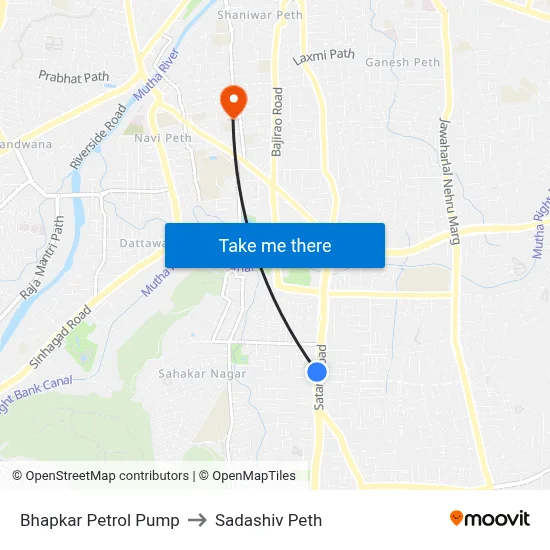 Bhapkar Petrol Pump to Sadashiv Peth map