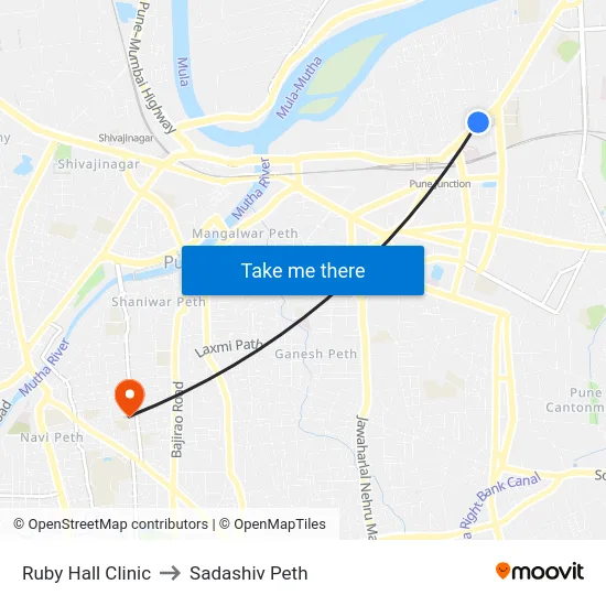 Ruby Hall Clinic to Sadashiv Peth map