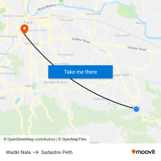 Wadki Nala to Sadashiv Peth map