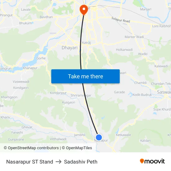 Nasarapur ST Stand to Sadashiv Peth map