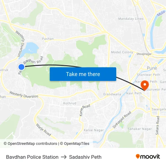 Bavdhan Police Station to Sadashiv Peth map