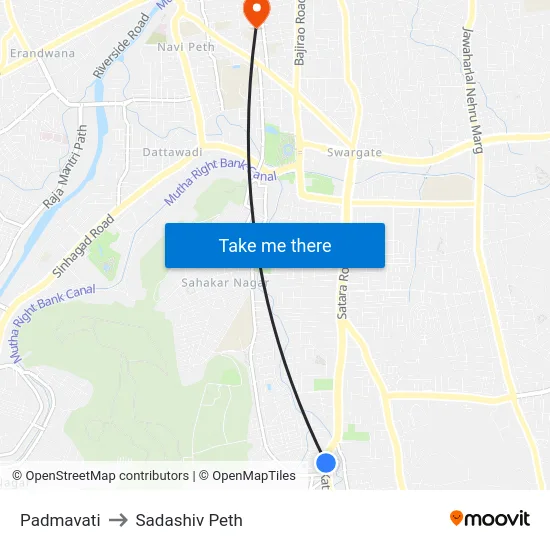 Padmavati to Sadashiv Peth map
