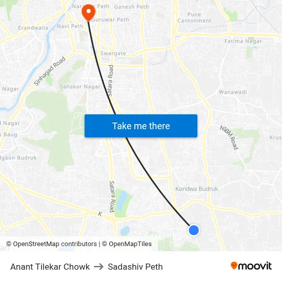 Anant Tilekar Chowk to Sadashiv Peth map