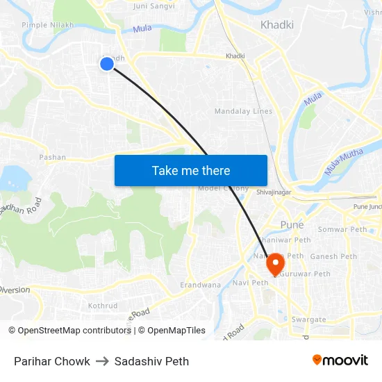 Parihar Chowk to Sadashiv Peth map
