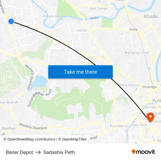 Baner Depot to Sadashiv Peth map