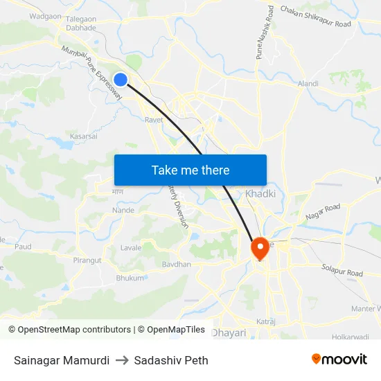 Sainagar Mamurdi to Sadashiv Peth map