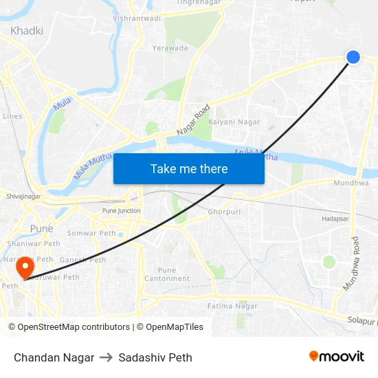 Chandan Nagar to Sadashiv Peth map