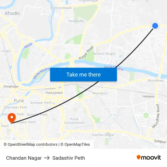Chandan Nagar to Sadashiv Peth map