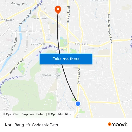 Natu Baug to Sadashiv Peth map