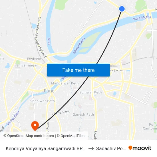 Kendriya Vidyalaya Sangamwadi BRTS to Sadashiv Peth map