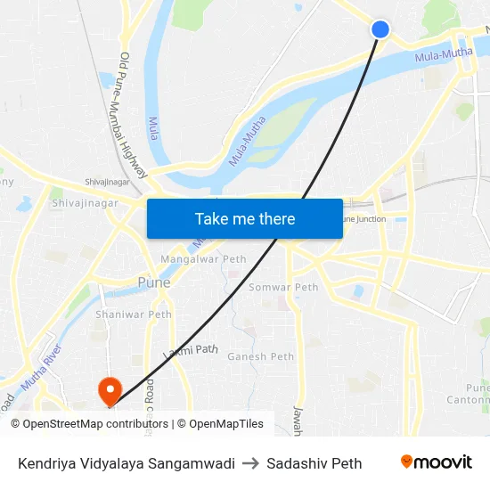 Kendriya Vidyalaya Sangamwadi to Sadashiv Peth map