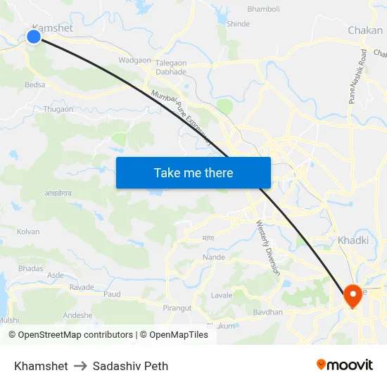 Khamshet to Sadashiv Peth map