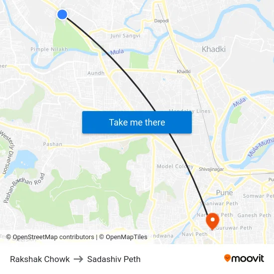 Rakshak Chowk to Sadashiv Peth map