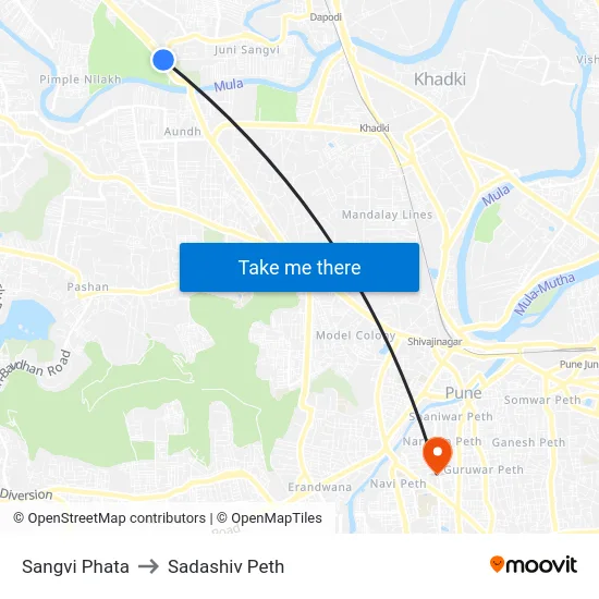 Sangvi Phata to Sadashiv Peth map