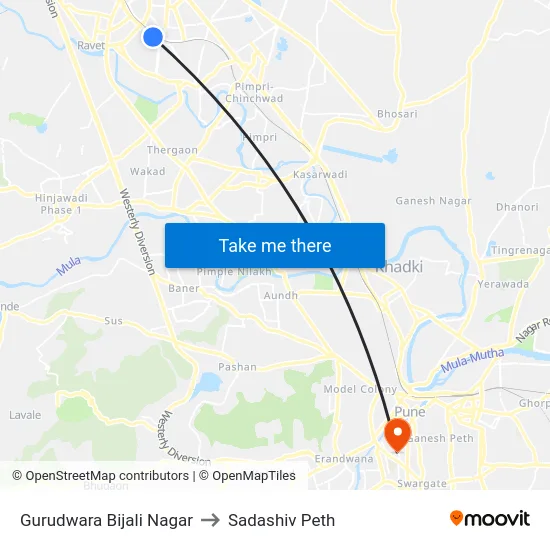 Gurudwara Bijali Nagar to Sadashiv Peth map