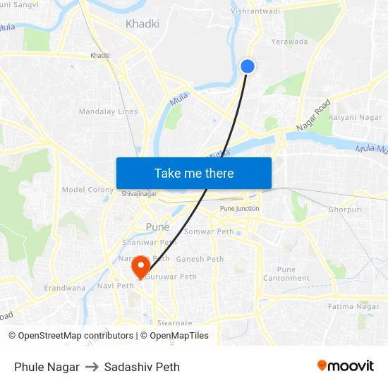 Phule Nagar to Sadashiv Peth map