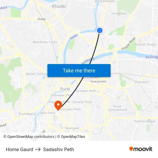 Home Gaurd to Sadashiv Peth map