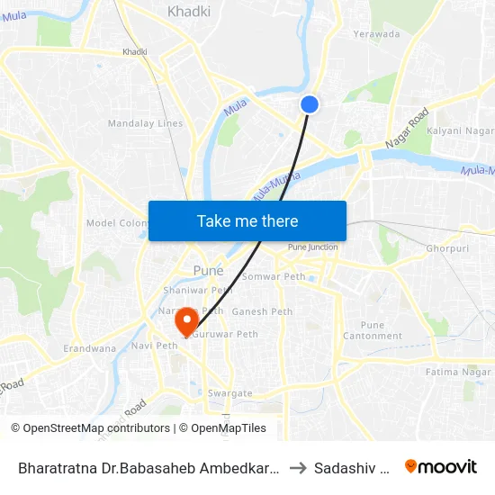 Bharatratna Dr.Babasaheb Ambedkar Society to Sadashiv Peth map