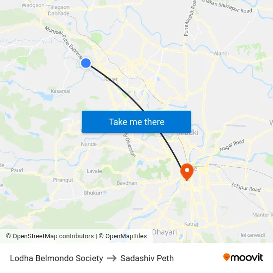 Lodha Belmondo Society to Sadashiv Peth map