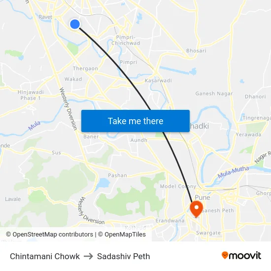 Chintamani Chowk to Sadashiv Peth map