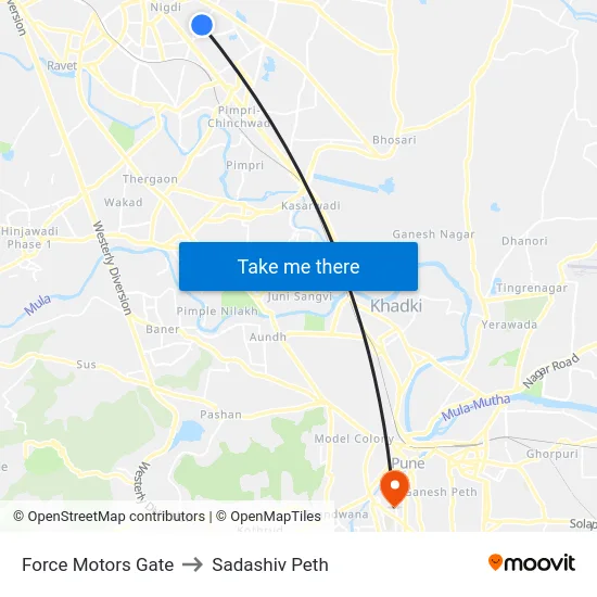 Force Motors Gate to Sadashiv Peth map