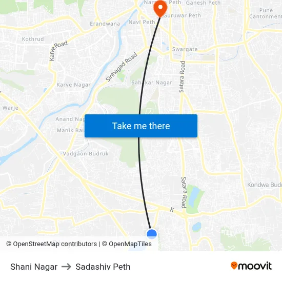 Shani Nagar to Sadashiv Peth map