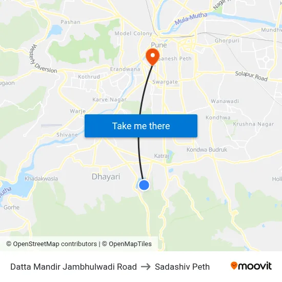 Datta Mandir Jambhulwadi Road to Sadashiv Peth map