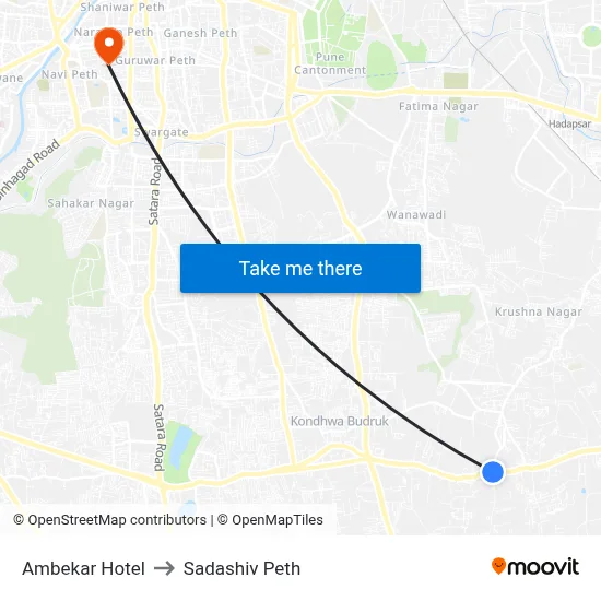 Ambekar Hotel to Sadashiv Peth map