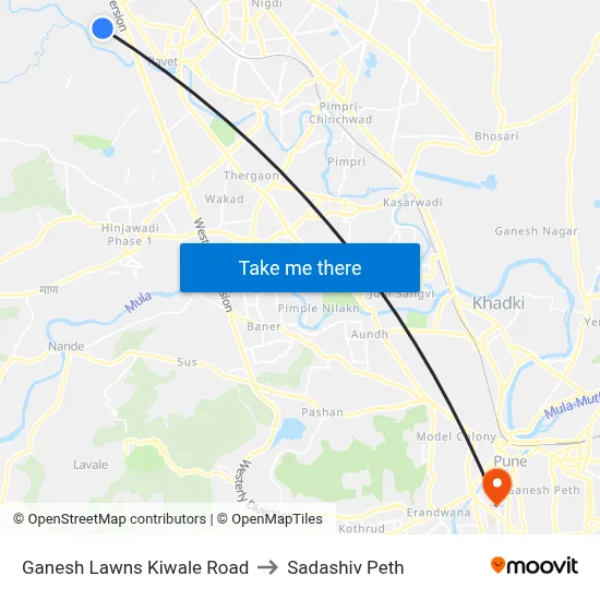 Ganesh Lawns Kiwale Road to Sadashiv Peth map