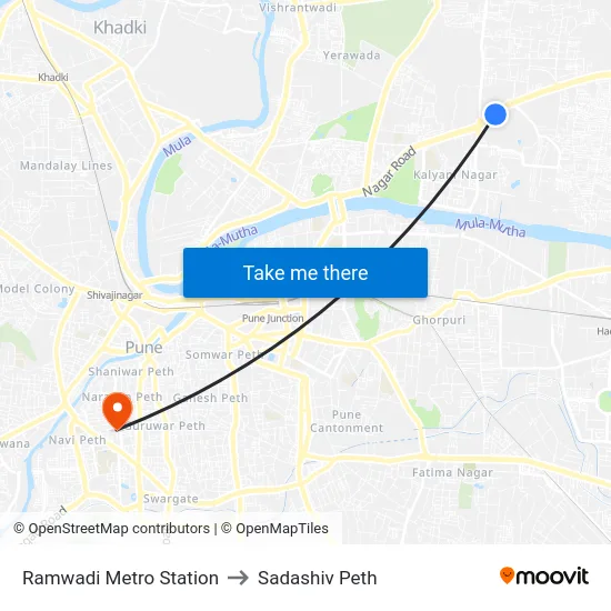 Ramwadi Metro Station to Sadashiv Peth map