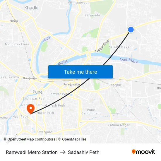 Ramwadi Metro Station to Sadashiv Peth map