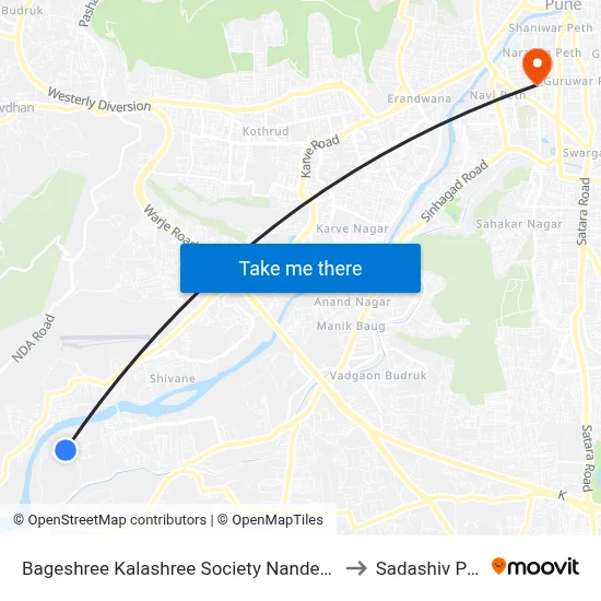 Bageshree Kalashree Society Nanded City to Sadashiv Peth map