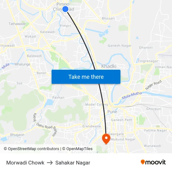 Morwadi Chowk to Sahakar Nagar map