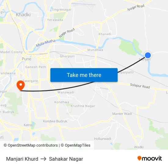 Manjari Khurd to Sahakar Nagar map