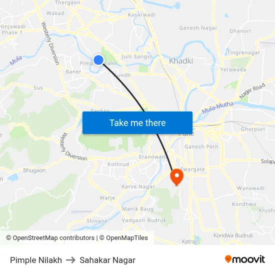 Pimple Nilakh to Sahakar Nagar map