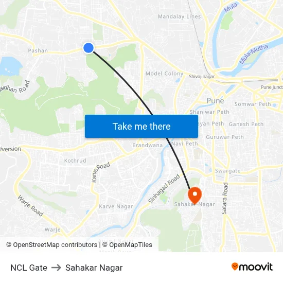 NCL Gate to Sahakar Nagar map