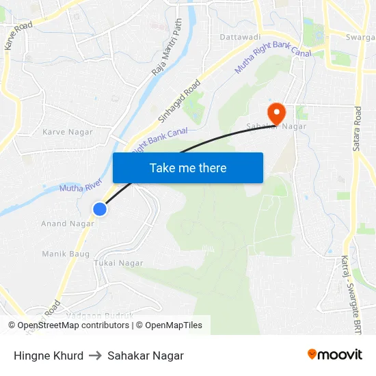 Hingne Khurd to Sahakar Nagar map