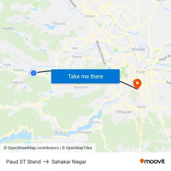 Paud ST Stand to Sahakar Nagar map