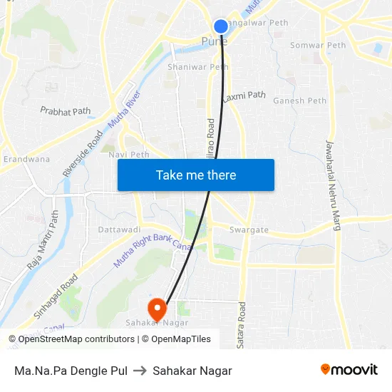 Ma.Na.Pa Dengle Pul to Sahakar Nagar map