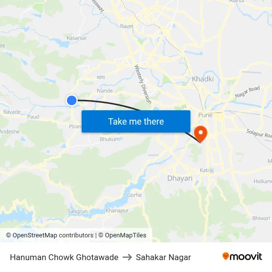 Hanuman Chowk Ghotawade to Sahakar Nagar map