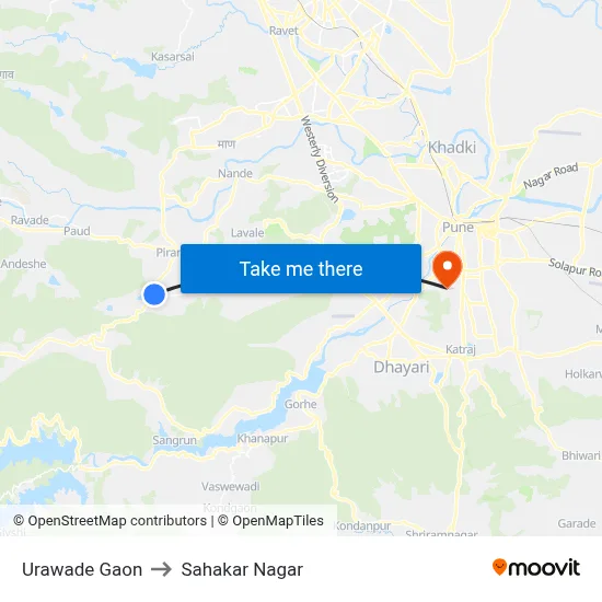 Urawade Gaon to Sahakar Nagar map
