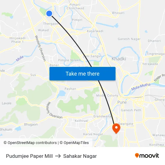 Pudumjee Paper Mill to Sahakar Nagar map