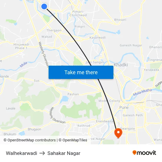 Walhekarwadi to Sahakar Nagar map